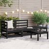 vidaXL 3 Piece Garden Lounge Set Black Solid Wood Pine