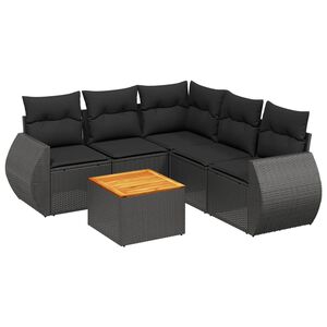 vidaXL 6 Piece Garden Sofa Set with Cushions Black Poly Rattan