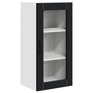 vidaXL Wall Glass Cabinet LUCCA Black 40 x 31 x 80 cm Engineered Wood