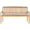 vidaXL 3-Seater Stacking Garden Bench 159 cm Solid Teak Wood