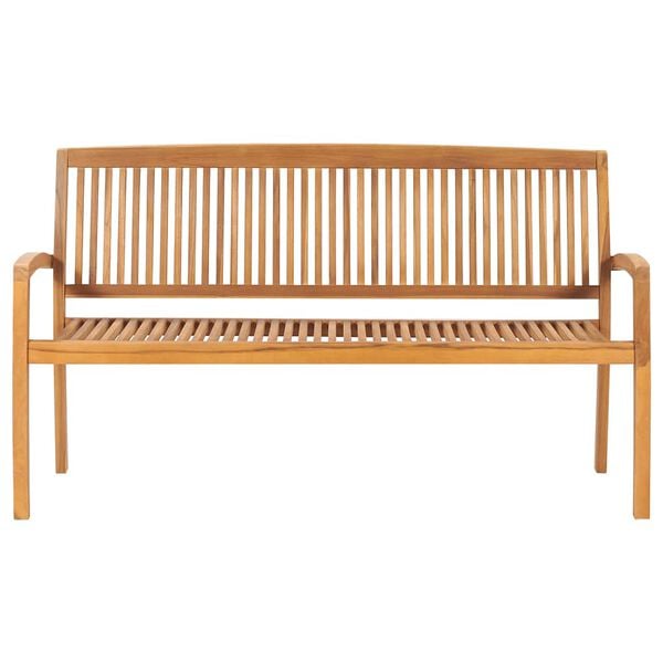 vidaXL 3-Seater Stacking Garden Bench 159 cm Solid Teak Wood