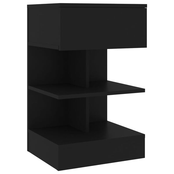 vidaXL Bedside Cabinet Black 40x35x65 cm Engineered Wood