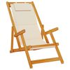 vidaXL Folding Beach Chair with Armrests Cream Acacia Wood & Textilene