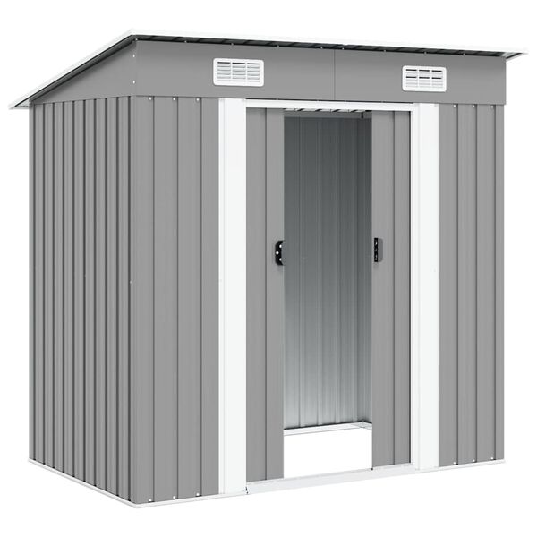 vidaXL Garden Shed Grey Metal