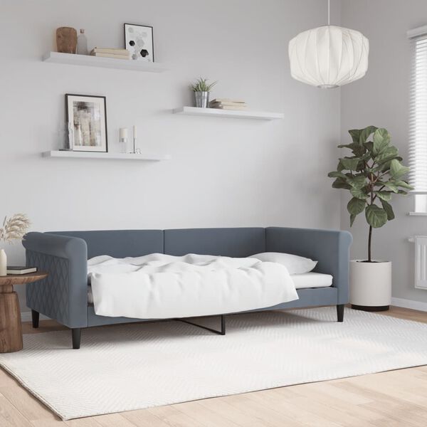 vidaXL Day Bed without Mattress Dark Grey 90x190 cm Velvet