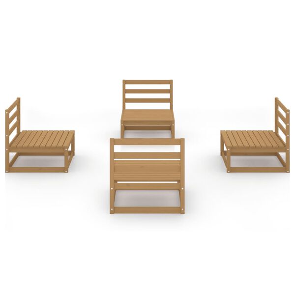 vidaXL 4 Piece Garden Lounge Set Honey Brown Solid Wood Pine