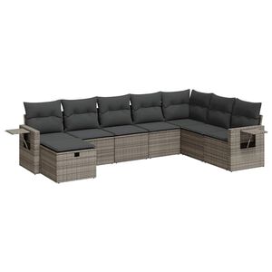 vidaXL 8 Piece Garden Sofa Set with Cushions Grey Poly Rattan