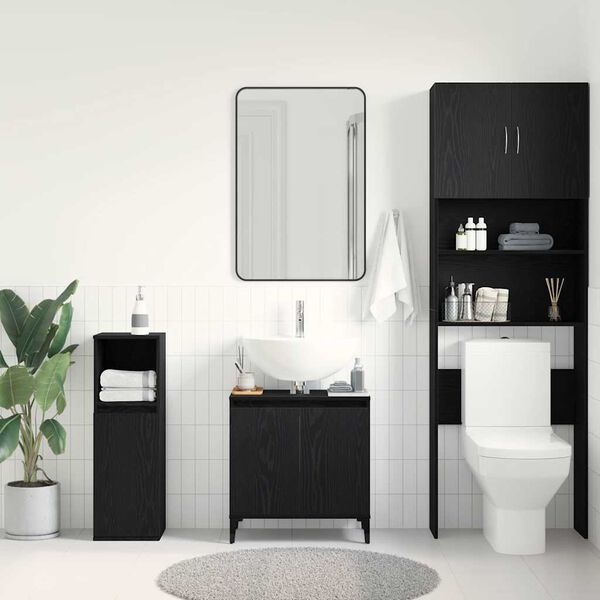vidaXL Bathroom Sink Cabinet Black Oak 58 x 33 x 60 cm Engineered Wood
