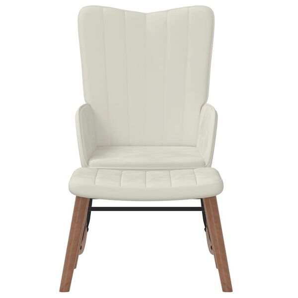 vidaXL Rocking Chair with a Stool Cream White Velvet