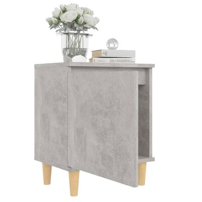 vidaXL Bed Cabinet with Solid Wood Legs Concrete Grey 40x30x50 cm