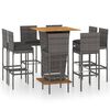 vidaXL 9 Piece Garden Bar Set with Cushions Poly Rattan Grey