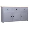 vidaXL Sideboard | Grey and natural wood | Solid pinewood | Large | Sideboard
