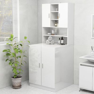 vidaXL Washing Machine Cabinet High Gloss White