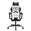 vidaXL Swivel Gaming Chair with Footrest White&Black Faux Leather