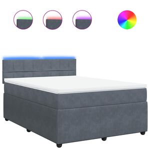 vidaXL Box Spring Bed with Mattress Dark Grey Double Velvet