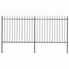 vidaXL Garden Fence with Spear Top Steel 337x150 cm Black