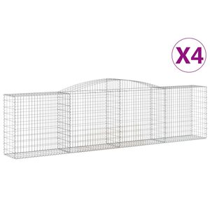 vidaXL Arched Gabion Baskets 4 pcs 400x50x100/120 cm Galvanised Iron