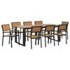 vidaXL Garden Dining Set 9 pcs Black Solid Acacia Wood
