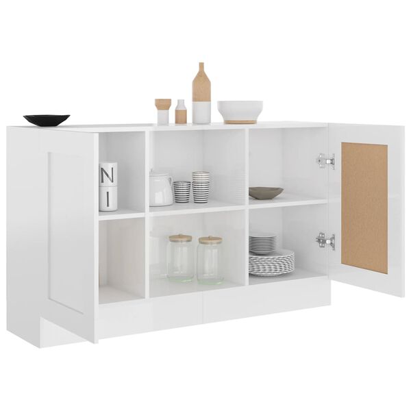 vidaXL Sideboard High Gloss White 120x30.5x70 cm Engineered Wood