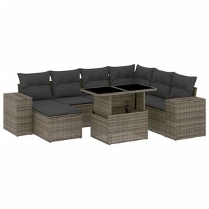 vidaXL 8 Piece Garden Sofa Set with Cushions Grey Poly Rattan