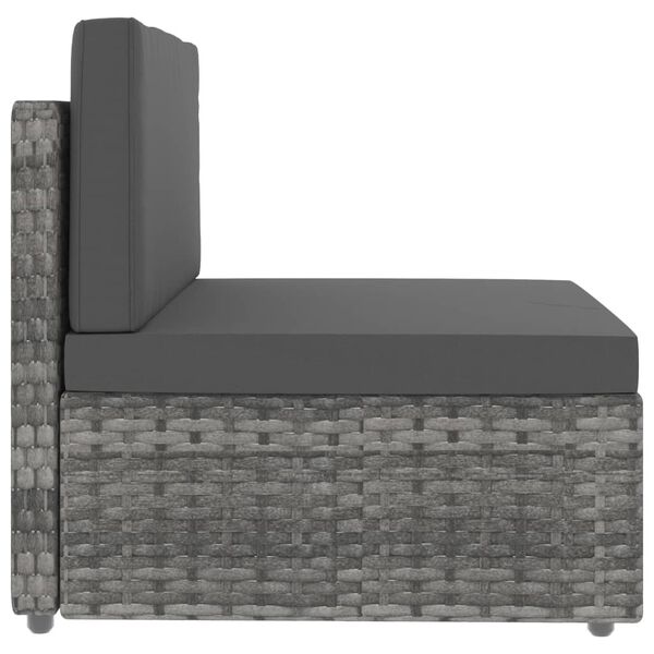 vidaXL Sectional Middle Sofa Poly Rattan Grey