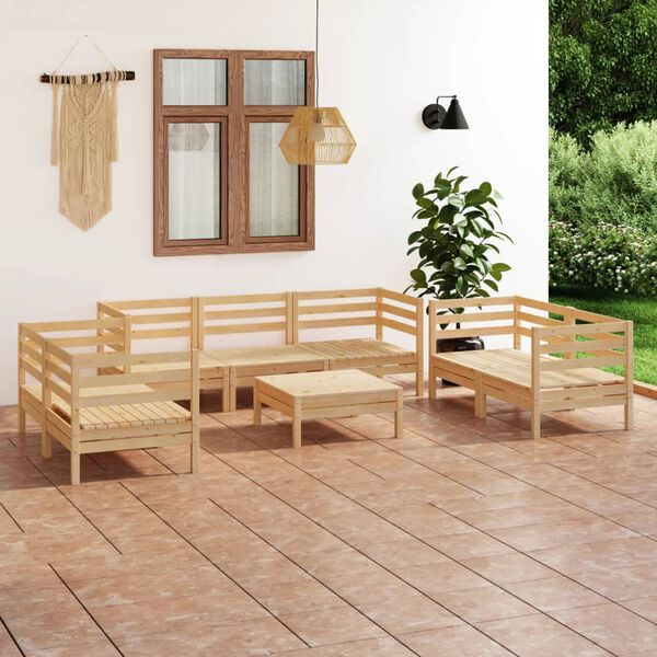 vidaXL 8 Piece Garden Lounge Set Solid Pinewood