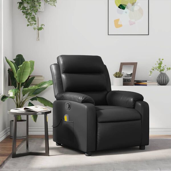 vidaXL Massage Recliner Chair Black Faux Leather