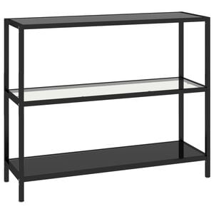 vidaXL Shelf | Transparent and Black | Tempered Glass and Powder-Coated Iron