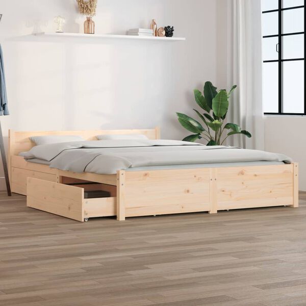 vidaXL Bed Frame without Mattress with Drawers Double