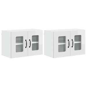 vidaXL Dishwasher Panel Kalmar 2 pcs High Gloss White Engineered Wood