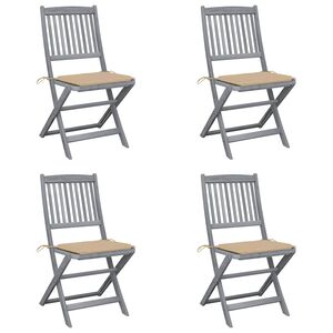 vidaXL Folding Outdoor Chairs 4 pcs with Cushions Solid Acacia Wood