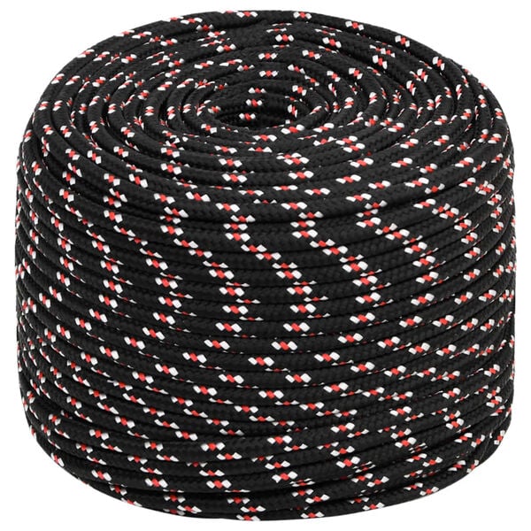 vidaXL Boat Rope Black 8 mm 50 m Polypropylene