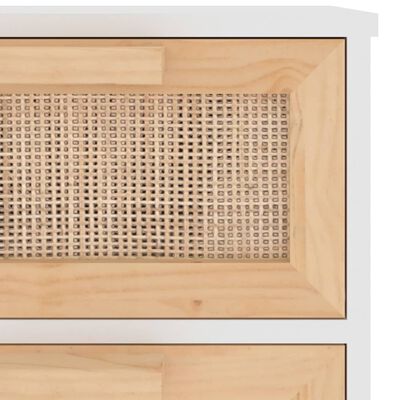 vidaXL Sideboard White 40x30x90 cm Solid Wood Pine and Natural Rattan