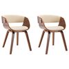 vidaXL Dining Chairs 2 pcs Cream Bent Wood and Faux Leather