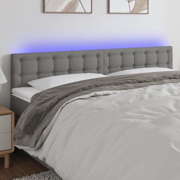 vidaXL LED Headboard Dark Grey 200 cm Fabric
