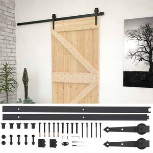 vidaXL Sliding Door 90 x 210 cm Solid Pine Wood Natural and Black