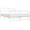 vidaXL Metal Bed Frame without Mattress with Footboard White 180x200cm
