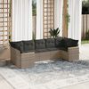 vidaXL 7 Piece Garden Sofa Set with Cushions Grey Poly Rattan