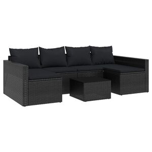vidaXL 2 Piece Garden Lounge Set with Cushions Black Poly Rattan