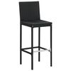 vidaXL Garden Bar Stools with Cushions 4 pcs Black Poly Rattan