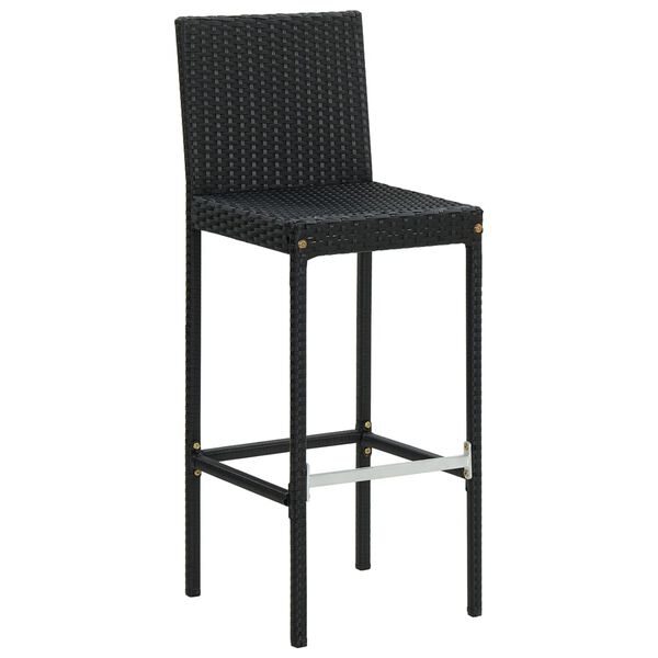 vidaXL Garden Bar Stools with Cushions 4 pcs Black Poly Rattan