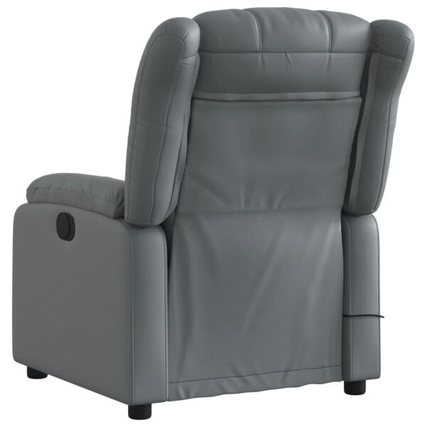 vidaXL Stand up Massage Recliner Chair Grey Faux Leather