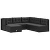 vidaXL 6 Piece Garden Lounge Set with Cushions Black Poly Rattan