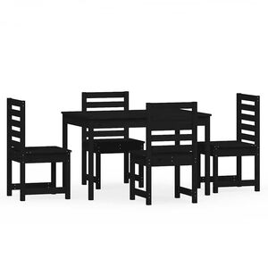 vidaXL 5 Piece Garden Dining Set Black Solid Wood Pine