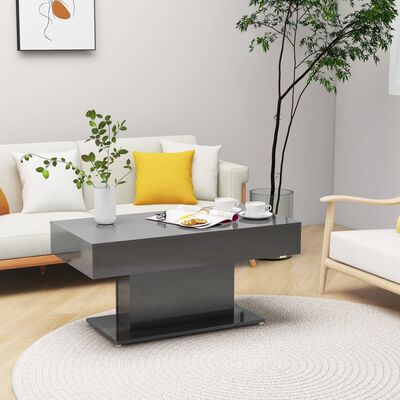 vidaXL Coffee Table High Gloss Grey 96x50x45 cm Engineered Wood