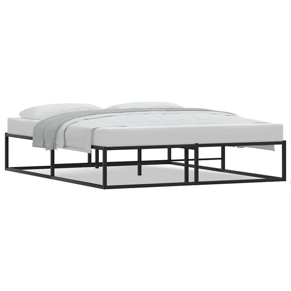 vidaXL Bed Frame without Mattress Black 153x203 cm Queen Metal