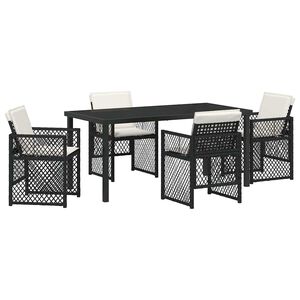 vidaXL Garden Dining Set 5 pcs Black Poly Rattan