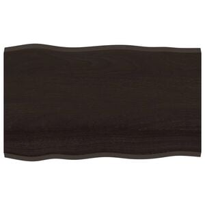 vidaXL Table Top Dark Brown 100x60x2 cm Treated Solid Wood Oak Live Edge
