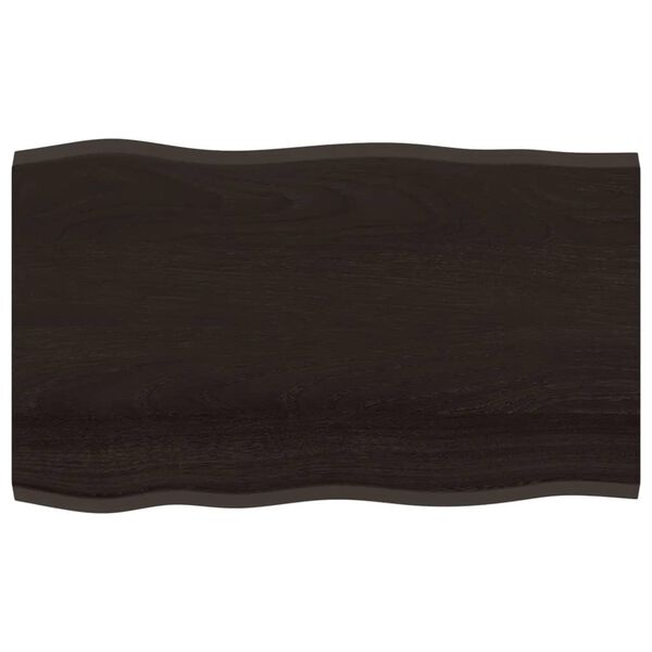 vidaXL Table Top Dark Brown 100x60x2 cm Treated Solid Wood Oak Live Edge