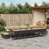 vidaXL 17 Piece Garden Dining Set with Cushions Black Poly Rattan